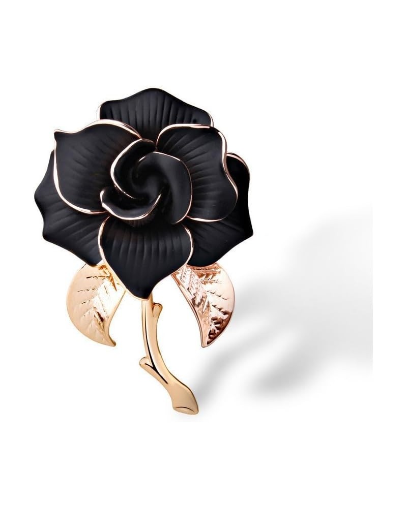 Rose Gold Flower Brooch Black and White Rose Petals Brooches & Pins for Women Black $8.39 Brooches & Pins