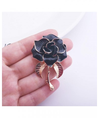 Rose Gold Flower Brooch Black and White Rose Petals Brooches & Pins for Women Black $8.39 Brooches & Pins