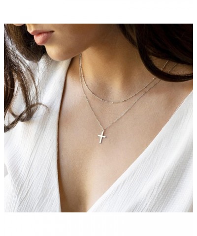 Cross Necklace for Women, Dainty Gold Silver Cross Necklaces for Women Simple Layered Small Cross Choker Necklace Thin Chain ...