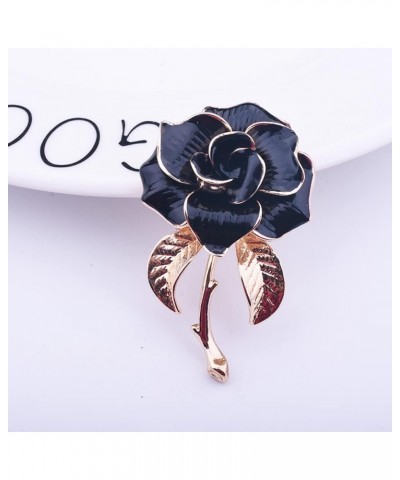 Rose Gold Flower Brooch Black and White Rose Petals Brooches & Pins for Women Black $8.39 Brooches & Pins