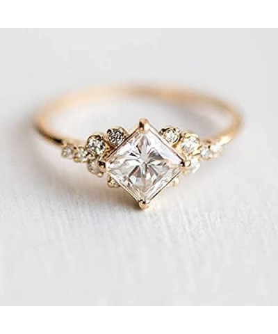 Vintage Gold CZ Ring 14k Gold Plated Engagement Ring Diamond Wedding Ring Band for Women US Code 7 $9.61 Rings