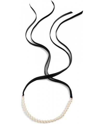 Women's Pearl Ribbon Necklace Pearl $75.11 Necklaces