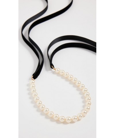 Women's Pearl Ribbon Necklace Pearl $75.11 Necklaces