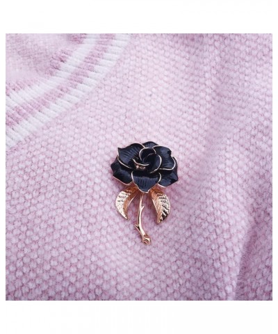 Rose Gold Flower Brooch Black and White Rose Petals Brooches & Pins for Women Black $8.39 Brooches & Pins