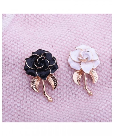 Rose Gold Flower Brooch Black and White Rose Petals Brooches & Pins for Women Black $8.39 Brooches & Pins