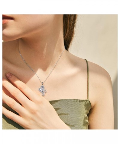 Mom Necklace for Women s925 Sterling Silver I Love You Mom with Blue Crystal Heart Pendant Birthday Jewelry Gifts for Mother ...