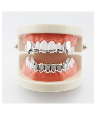 18K Gold Plated Hip Hop Teeth Grillz Caps Top and Bottom Vampire Fangs Grills Set for Men Women Party Accessories Teeth Grill...