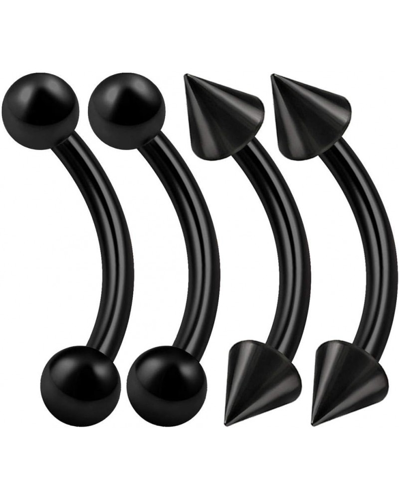 4PCS Stainless Steel Black Curved Barbell Stud 16g 3mm Ball Spike Snakebites Earrings Daith Piercing Jewelry See More Sizes 4...