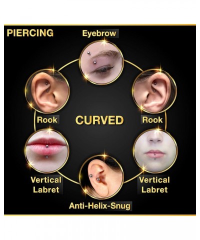 4PCS Stainless Steel Black Curved Barbell Stud 16g 3mm Ball Spike Snakebites Earrings Daith Piercing Jewelry See More Sizes 4...