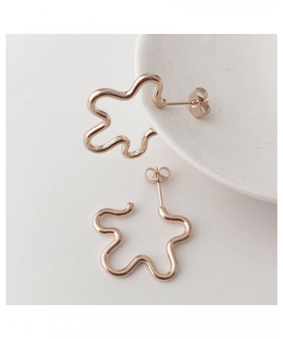 Wildflower Outline Hoop Earrings in Gold, Rose Gold, or Silver | Minimalist, Delicate Jewelry Rose Gold $12.25 Earrings