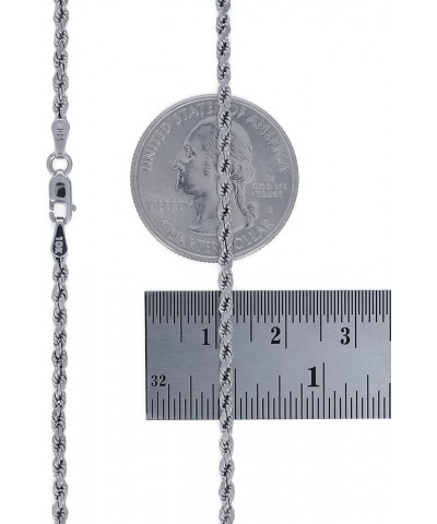 10k White Gold 2mm Rope Chain Diamond Cut Pendant Necklace, Mens Womens Lobster Clasp 16" 18" 20" 22" 24" 26" 28" 30 26 $85.4...