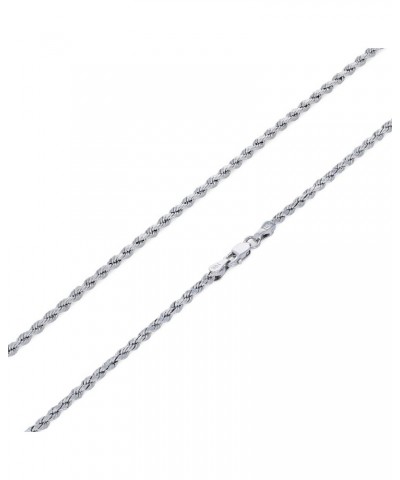 10k White Gold 2mm Rope Chain Diamond Cut Pendant Necklace, Mens Womens Lobster Clasp 16" 18" 20" 22" 24" 26" 28" 30 26 $85.4...