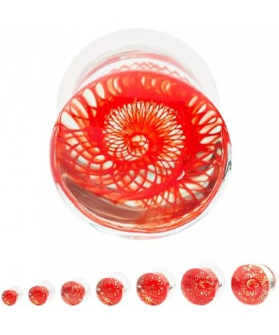 Red Woven Spiral Design Glass Single Flare Plugs, Sold As Pair 10mm (00GA) $11.42 Body Jewelry