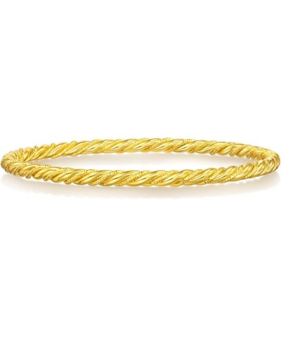 Dazzling Mirror Gold 999.9 24K Solid Gold Price-by-Weight Gold Twisted Rope Stackable Slip-On Bangle for Women 93673K Approx....