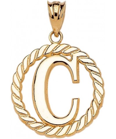 Polished 14k Yellow Gold Personalized Initial "A-Z" Roped Circle Charm Pendant C $93.59 Pendants