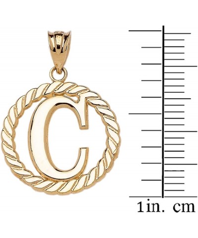 Polished 14k Yellow Gold Personalized Initial "A-Z" Roped Circle Charm Pendant C $93.59 Pendants