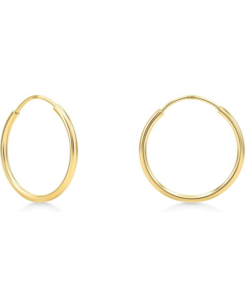 Thin Gold Hoop Earrings for Women - 14kt Solid Gold Very Thin Earrings for Girls and Women - 1mm Hoop Earrings in 14k Real Go...