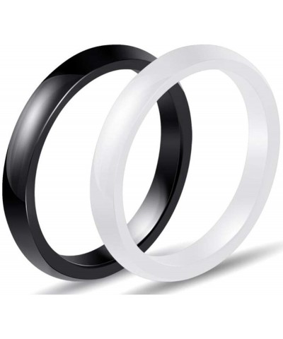 Two-Pack, 3mm Black White Polished Ceramic Wedding Band Stackable Ring Enhancer Black White $7.79 Rings