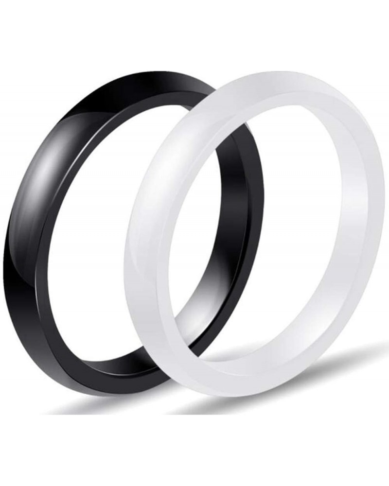 Two-Pack, 3mm Black White Polished Ceramic Wedding Band Stackable Ring Enhancer Black White $7.79 Rings