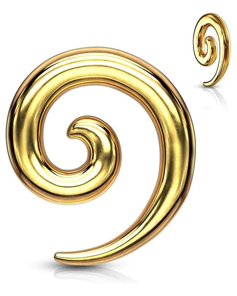 Stainless Steel Spiral Tapers 6GA (4mm), Gold $12.00 Body Jewelry