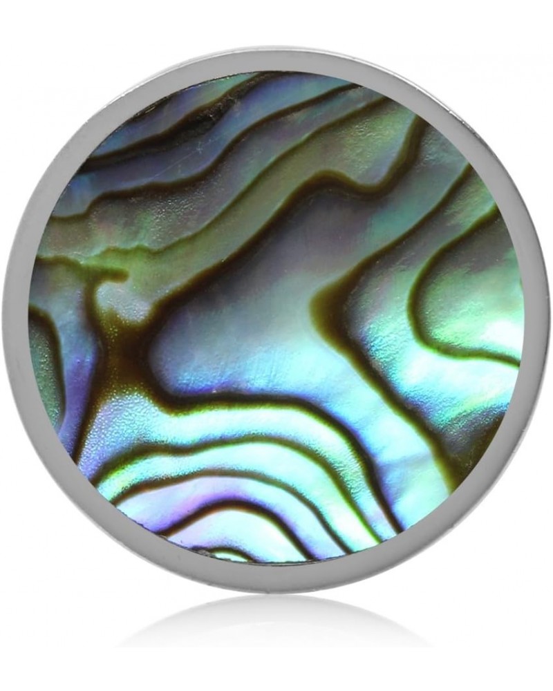 17mm Round Disc Shape 925 Sterling Silver Floating Slide Circle Modern Style Pendant abalone $9.67 Pendants