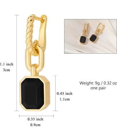 Birthstone Crystal Dangle Drop Earrings, 18K Gold Plated Huggie Hoop Hypoallergenic Earring Jewelry Gifts for Women Black-Hoo...