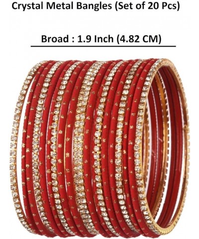 Indian Bangle Set Rhinestone CZ Plain Metal Bracelet Bangle Jewelry for Women Red (Set of 20 Pcs) 2-8 $11.18 Bracelets