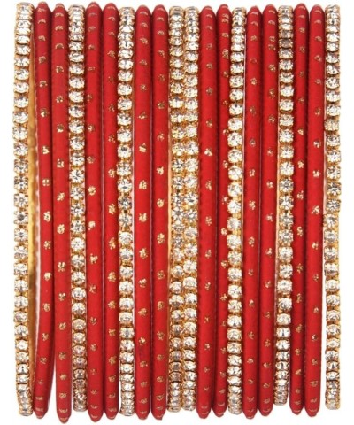 Indian Bangle Set Rhinestone CZ Plain Metal Bracelet Bangle Jewelry for Women Red (Set of 20 Pcs) 2-8 $11.18 Bracelets