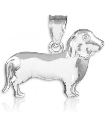 Polished 925 Sterling Silver Weiner Dog Charm Dachshund Pendant $10.43 Pendants