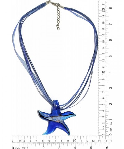 Hand Blown Glass Necklace Starfish Blue Turquoise Gold Black Murano Inspired Pendant $8.24 Necklaces