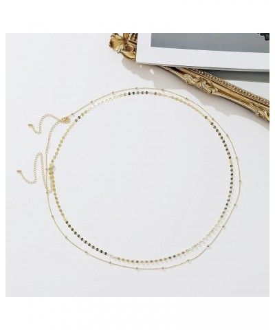 Dainty Layered Belly Chain,18K Gold Filled Herringbone Circle Charm Beads Waist Chain Adjustable Trendy Gift for Women Sexy B...