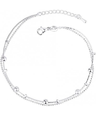 925 Sterling Silver Ankle Bracelet for Women, Simple Durable Cuban Rope Round Bead Anklet Chain Anklets for Beach Party $7.79...