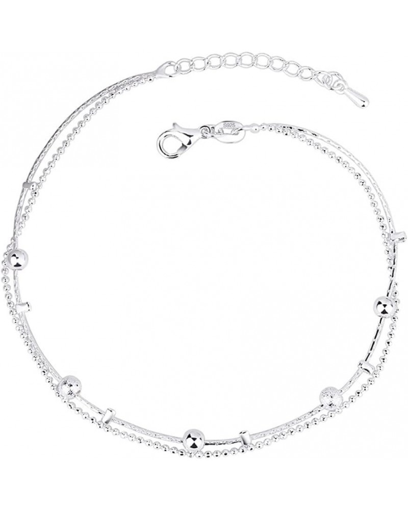 925 Sterling Silver Ankle Bracelet for Women, Simple Durable Cuban Rope Round Bead Anklet Chain Anklets for Beach Party $7.79...