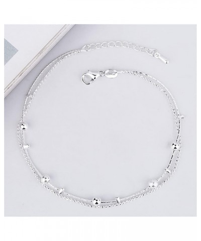 925 Sterling Silver Ankle Bracelet for Women, Simple Durable Cuban Rope Round Bead Anklet Chain Anklets for Beach Party $7.79...