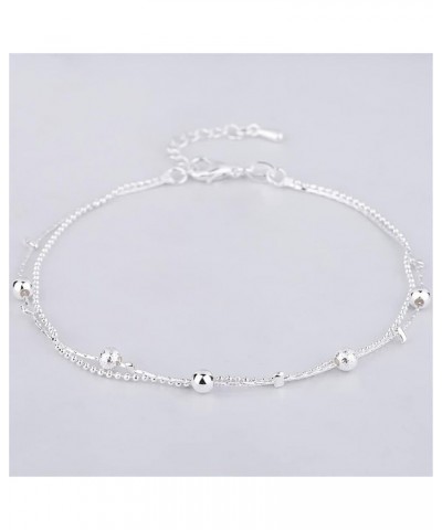 925 Sterling Silver Ankle Bracelet for Women, Simple Durable Cuban Rope Round Bead Anklet Chain Anklets for Beach Party $7.79...