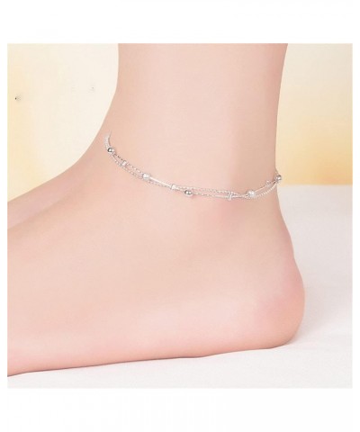 925 Sterling Silver Ankle Bracelet for Women, Simple Durable Cuban Rope Round Bead Anklet Chain Anklets for Beach Party $7.79...