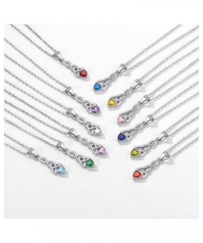 925 Sterling Silver Sparkling Heart Birthstone Celtic Knot Pendant Necklace 18 Inch (with Gift Box) L: December Birthstone-Cr...