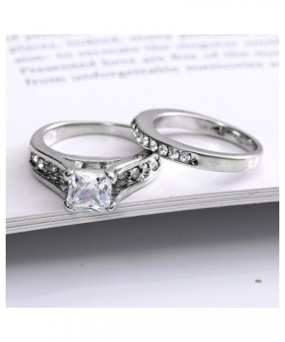 Rings for Women Creative Combination Moissanite Cubic Zirconia Two-in-One Wedding Engagement Ring Sets silver6 12 $4.63 Rings