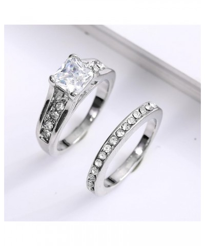 Rings for Women Creative Combination Moissanite Cubic Zirconia Two-in-One Wedding Engagement Ring Sets silver6 12 $4.63 Rings