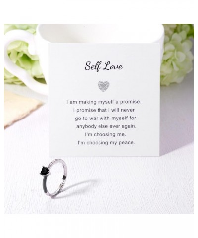 Self Love Ring Heart Rings for Women Love Heart-Cut Half Enamel Promise Rings Inspirational Personalized Ring for Daughter Be...