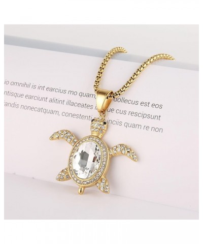 Men's and women's Hawaiian Necklace Pendant Turtle Necklace Crystal Cubic Zirconia Animal Jewelry Turtle Necklace Birthday Gi...