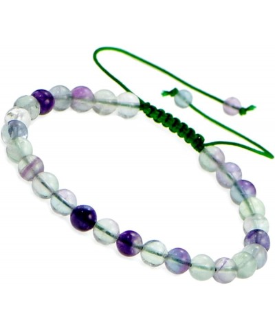 Natural 6mm Gemstone Bracelets Healing Power Crystal Macrame Adjustable 7-9 Inch 09 Rainbow Fluorite $5.50 Bracelets