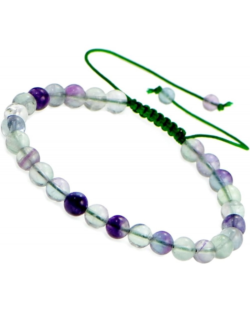 Natural 6mm Gemstone Bracelets Healing Power Crystal Macrame Adjustable 7-9 Inch 09 Rainbow Fluorite $5.50 Bracelets