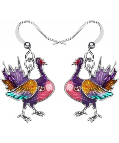 Cute Thanksgiving Turkey Chicken Earrings For Women kid Girl Festival Jewelry Gifts Mauve $9.59 Earrings