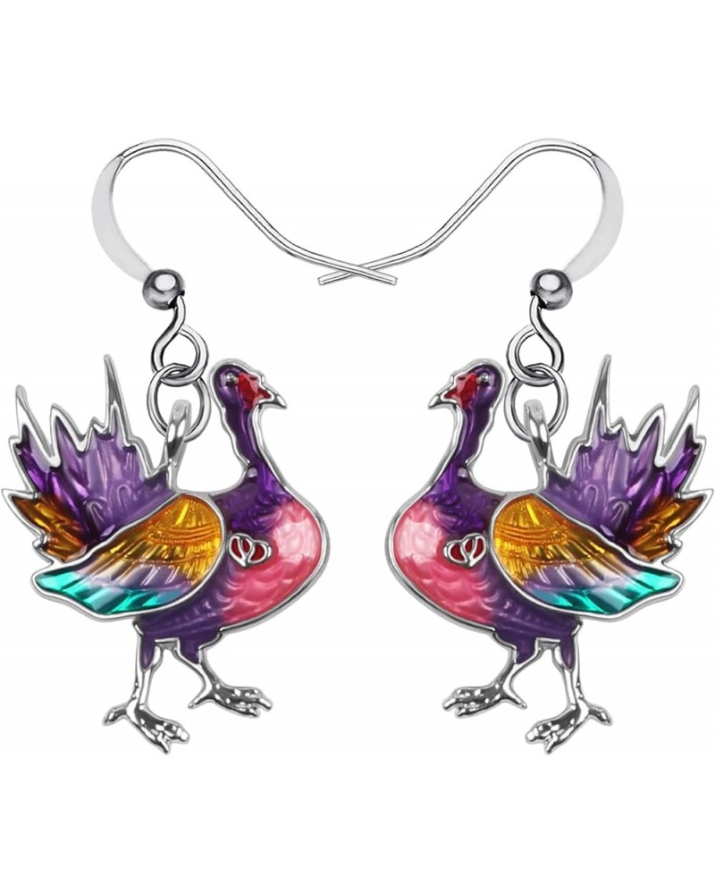 Cute Thanksgiving Turkey Chicken Earrings For Women kid Girl Festival Jewelry Gifts Mauve $9.59 Earrings