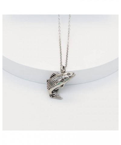 Cremation Jewelry for Ashes Stainless Steel Keepsake Fish Pendant Memorial Urn Necklace Holder Ashes for Pet/Human Silver $8....