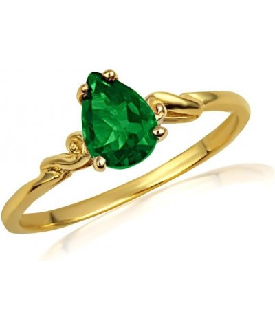 Modern 10k Yellow Gold Pear-Cut Personalized Birthstone Ladies Ring May Birthstone $40.80 Rings