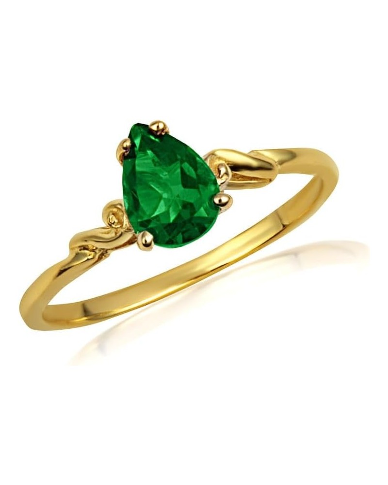 Modern 10k Yellow Gold Pear-Cut Personalized Birthstone Ladies Ring May Birthstone $40.80 Rings