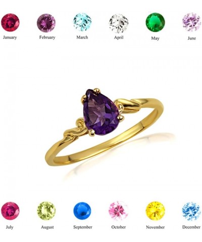 Modern 10k Yellow Gold Pear-Cut Personalized Birthstone Ladies Ring May Birthstone $40.80 Rings