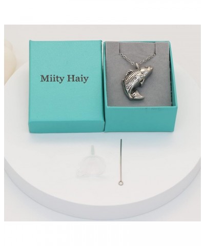 Cremation Jewelry for Ashes Stainless Steel Keepsake Fish Pendant Memorial Urn Necklace Holder Ashes for Pet/Human Silver $8....